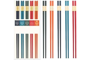 PYBBO 5 paia di bacchette riutilizzabili lavabili in lavastoviglie, 24,3 cm, bacchette opache antiscivolo, stile cinese giapponese coreano per cibo e cucina, regalo per familiari e amici, multicolore