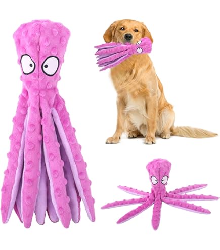 Giocattolo Per Cani A Forma Di Polpo - Con Squeak E Carta Increspata, Sicuro E Divertente - Foto 4