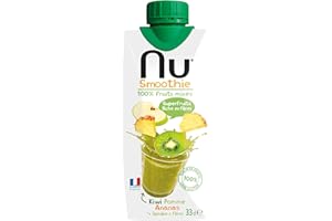 NU SMOOTHIE - Smoothie Kiwi Pomme Ananas - 100% Fruits Mixés - Riche En Fibres - Fabriqué En France - Brique Tetrapack - 33cl
