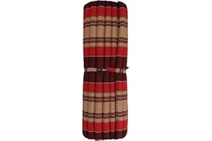 Fine Asianliving Materasso Arrotolabile Thai 200x100x4.5cm Rosso Cuscino Thailandese Materasso Triangolare Kapok Thai Meditazione da Yoga