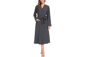 Sopesil Women Dressing Gown Waffle Full-Length Robe Lightweight Luxury Bathrobes Soft Loungewear Sleepwear Spa and Hotel for All Year S-XXL