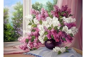 YEESAM ART Neuerscheinungen Malen nach Zahlen für Erwachsene Kinder - Blume Lavendel Flower 16 * 20 Zoll Leinen Segeltuch - DIY ölgemälde ölfarben Weihnachten Geschenke (Ohne Frame)