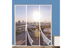 VOLLENC Moustiquaire magnétique Porte Double Ouverture,Montage Adhésif Sans Percer Moustiquaire Porte,Fermeture Automatique Moustiquaire Rideau Balcon,Moustiquaire Porte Coulissante(245x220cm,Blanc)