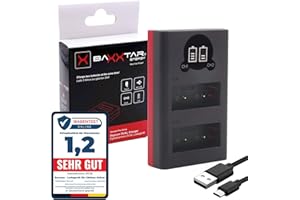 Baxxtar NP-W126s NP-W126 Akku Ladegerät kompatibel mit Fujifilm - Mini USB Dual/LCD Ladegerät 18612 - Versorgung über USB-C oder Micro-USB - X-M5 X100VI X-S10 X-T20 X-T30 II X-T5 X-T50 usw.