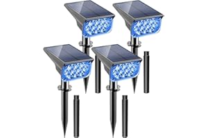 NATPOW Solar Garden Spotlight, 20LED Solar Light Garden Solar Lamp Outdoor, IP65 Waterproof, Blue Garden Lighting Solar Outdoor Wall Light for Patio Pathway Yard Garden(4pcs)