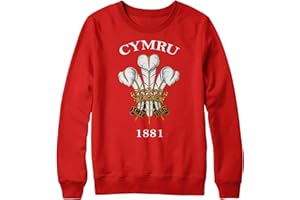 PURPLE PRINT HOUSE Cymru 1881 Rugby sweatshirt, Wales Birthday Gifts For Welsh Supporter Jumper, Prince Of Wales Feathers Outfit Gift Idea, Nations Sweater For Men And Women