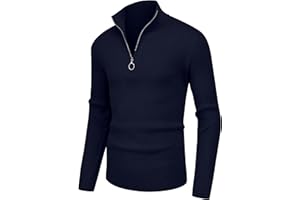 Hisir Pullover Herren Strickpullover 1/4 Zip Pulli Männer, Bequem Weich Warmer Winter Pullover für Männer Herren Pullover mit Stehkragen mit Reißverschluss