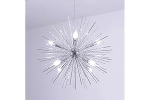 JIINOO Lampadario Fuochi D'artificio, Moderna Plafoniera Lampade a Sospensione con 8 Luci, Metallo Alluminio Arte Plafoniera a Soffitto Lampadario Soggiorno Ristorante, Dia 19,6 Pollici