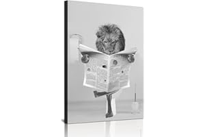 HMDKHI Impression murale en noir et blanc - Impression sur toile pour salle de bain - Motif animal, éléphant, zèbre, pingouins, girafe, animal dans la baignoire - Sans cadre - Singe - 20 x 30 cm - 1 pièce