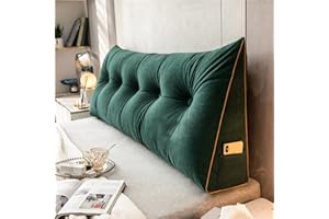 DMJLI-T Cuscino Schienale Letto E Divano Cuscino Cuneo Per Letto Premium Imbottito Cuscino Per Testiera Imbottita Cuscino Per Lettino Da Giorno Schienale Lettura Ad Angolo Triangolare (180×50×20cm, Verde)