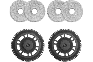 Puasok 4 Pezzi Panni Mocio con 2 Supporti di Ricambio per Dreame L10s Ultra Gen2/ L10s PRO Ultra Heat/ L20 Ultra/ X30 Ultra/ X40 Ultra/ X40 Master/ L40 Ultra Ricambi, per Dreame Aspirapolvere