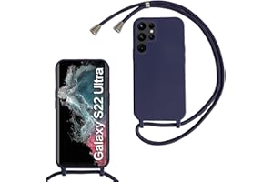 MBSLFY Silikon Handykette für Samsung Galaxy S22 Ultra Hülle mit Band,Verstellbarer Halskette Handyhülle,Necklace Hülle mit Band, Handyhülle für zum Umhängen,Case mit Schnur,Navy blau