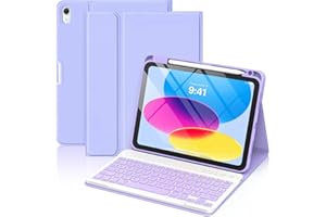 GAOJIE Coque Clavier pour iPad 11e Génération A16 2025/10e Génération 10,9 Pouces 2022, Coque de Protection avec Porte-Crayon, AZERTY Clavier Français Détachable Sans Fil pour iPad 11/10.9''(Violet Léger)