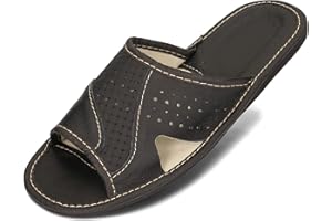 BeComfy Chaussons en Cuir pour Homme Pantoufles Confortable Chaussons Hommes Été 40-46 EU