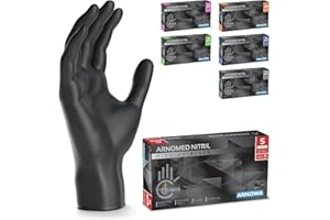 100x ARNOMED® Guanti nitrile S Nero, Guanti monouso senza polvere e lattice, Guanti plastica usa e getta dermanytril, Per cucina, pulizia casa, alimenti e tattoo XS, S, M, L, XL