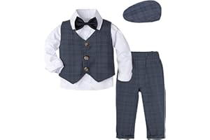 mintgreen Baby Jungen Anzug 4pcs Hochzeitskleidung Hemd + Hose + Weste + Mütze Outfits 1-4 Jahre