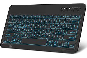 FOGARI Italiano Tastiera Bluetooth Portatile, Mini Retroilluminato Tastiera per iPad, Samsung, Huawei, iOS, Android, Windows,Tablet e Smartphone, Tastiera Ricaricabile,Nero
