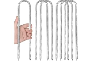 TAUFE 6 Piezas Piquetas para Tienda, Clavijas para Carpa Anclajes de Suelo 30cm Forma de U Estacas de Tierra Piquetas Camping de Metal, para Asegurar la Cerca Tiendas Toldos(U)