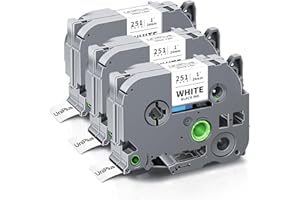 UniPlus Kompatybilne taśmy etykiet laminowanych Tze 24 mm do Brother TZe-251 TZe251 TZc-251 TZ251 z bratem PT-E550W P750W D600 P710BT D600VP E500 P700 PTD800W P910BT Opakowanie T czarno-białe z 3