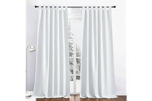 PONY DANCE Cortinas Exterior Porche Cortinas de Exterior Impermeable Cortinas Opacas con Trabillas Cortinas para Pergolas de Jardin Cortina Terraza Exterior, Blanco Gris, 2 Piezas, 132x274 cm