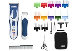 ‎WAHL WAHL Color Pro Cordless Haarschneider ideal für Anfänger, clipper, mit/ohne Kabel, selbstschärfende, wasserfeste Klinge, mit Zubehör 8 farbcodierte Kämme, inkl. Finishing-Trimmer., 1 Stück (1er Pack)