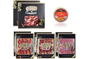 ECONATURA GOURMET Cesta Gourmet para regalar. Jamón Ibérico Bellota, Salchichón Ibérico, Chorizo Ibérico, Lomo Ibérico, Queso semicurado. Cesta gourmet Ibérica.