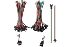 HAXIHA 30 Pairs JST SM 3Pin Plug Macho a Hembra Cable Adaptador,22 AWG JST 3Pin Conectores de Enchufe con Cable Eléctrico de 150mm para Lámpara de Tira LED(Rojo/Verde/Negro)