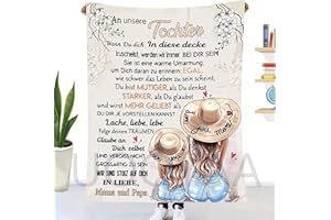 UOOYAA Personalisierte Kuscheldecke An unsere Tochter von Eltern, Deutsche Mama und Papa für Tochter Briefdecke Positiv Ermutigen Flauschige Wohndecke (Eltern zu Tochter B,150×200cm)