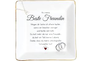 Darlena Beste Freundin Dekoschale | Beste Freundin Geschenk, Geburtstagsgeschenk | Schmuckschale, Schmucktablett mit Spruch | BFF Geschenke für beste Freundin zum Geburtstag oder Weihnachten