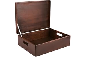 Creative Deco XL Brązowe Duże Drewniane Pudełko do Przechowywania | 40 x 30 x 14 cm (+/- 1 cm) | z Uchwytami i Pokrywą | Skrzynia do Dekoracji | Idealna na Dokumenty, Pamiątki, Zabawki, Narzędzia