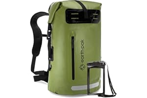 Earth Pak Sac à Dos étanche - Taille 35L / 55L - Idéal pour Camping, Kayak, Pêche, Rafting, Canoë, et Natation