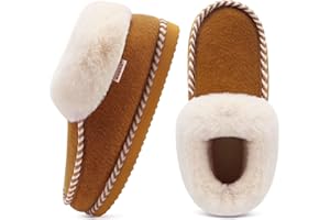 KuaiLu Zapatillas Casa Mujer Peluche Piel Forradas Pantuflas Caliente Invierno Cerradas Comodas Memory Foam Dormitorio Zapatos Antideslizante Suela