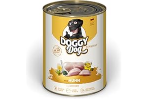 SOUL PET Doggy Dog Paté Poulet Sensitive - Lot de 6 x 800 g - Nourriture Humide pour Chien - sans céréales - avec Huile de Saumon et Moule aux orles Verts - Aliment Complet particulièrement Bien toléré -