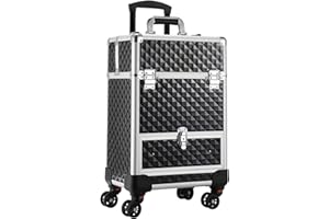 KETALIRIA Kosmetik Trolley mit Schublade Kosmetikkoffer Trolley Make Up Koffer Nagelkoffer Friseurkoffer Schminkkoffer Beauty Koffer Nageldesign Koffer Beauty Case Multikoffer, Schwarz