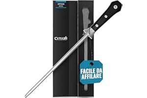Cutluxe Acciaino Affilacoltelli, 25cm, Acciaino Coltelli, Acciaio al Carbonio, Manico Ergonomico, Artisan Series