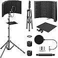 TONOR Isolation Shield Pack for Mic, High Density Absorbent Foam Shield with Pop Filter & Tripod Stand, Foldable Design, Suitable for Blue Yeti, AT2020, Recording, Podcasts, Singing, Broadcasting