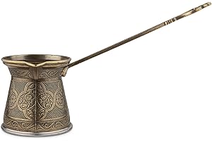 Alisveristime Cafetière turque authentique, Cezve/Ibrik faite à la main, plusieurs tailles et couleurs disponibles – Améliorez votre expérience de café dès maintenant (vert antique, 1 tasse)