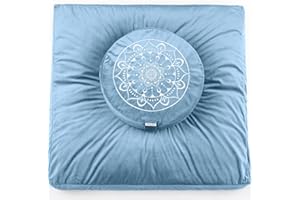 ‎HIHEALER Hihealer Large Meditation Cushion and Zabuton Mat Set - Meditation Cushion and Zafu Mat Men Women