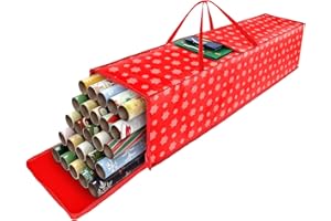 ZHSX Aufbewahrungsbeutel Geschenkpapier Aufbewahrung, Geschenkpapier Organizer Aufbewahrung & Zubehör Tasche für Papierrollen, Geschenkanhänger, Schere, Doppelreißverschlüsse und Tragegriffe für