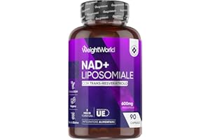 WEIGHTWORLD Nad Integratore Vegano, 3 Mesi Nad Liposomiale con Resveratrolo e Fosfolipidi, 90 Capsule, 1 al Giorno di Nad+ Come Nicotinamide, 600mg per Capsula, Privo di Glutine e OGM, Prodotto in Unione Europea