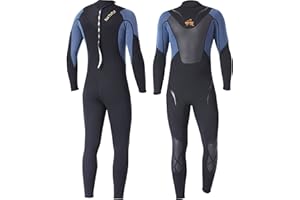 NATYFLY Męski kombinezon neoprenowy, 3 mm, neoprenowy, do nurkowania, długie rękawy, termiczny, kombinezon z neoprenu, z zamkiem błyskawicznym, jednoczęściowy, z zamkiem błyskawicznym, do nurkowania, surfowania, nurkowania, jazdy na nartach wodnych
