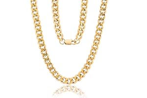 Sahoottie Kette Herren Panzerkette Halskette Mann Kubanische Hip-Hop Kette Edelstahl/18k Vergoldet Kette Männer 3/6/9mm Breit 46/51cm Kette Lang