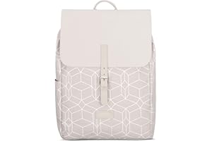 LARKSON Zaino Donna Beige Motivo - Ida - Borsa Zainetto Porta PC 13 Pollici - Ideal per l'Università, il Lavoro, il Tempo Libero - Idrorepellente
