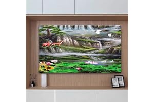 skydd för tv-skärm. Elastiskt TV-fodral Inomhus-TV-fodral Landskapsutskrift 32"-85" Dammtät polyester TV-skärmskydd for väggmonterade TV-apparater LED LCD(C,75 85IN)