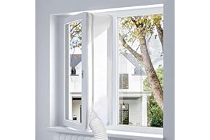 DIFCUL Air Conditioner Window Seal Kit 300cm/118 Inch,Waterproof AC Window Seal for Portable Air Conditioner,Tumble Dryer and Hot Air Stop,Portable Window Kit No Drilling with Zip and Adhesive Fastener