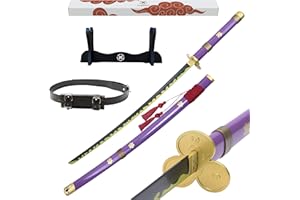 Hashiman Katana One Piece - Vera Manga Sciabola + Porta Spada di Legno + Cintura - Catana Giapponese Decorazione Cosplay Giocattolo per Bambini Adulti Gioco Costumi