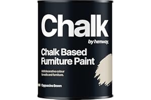 Hemway Matt elegante lamentable tiza basado en pintura de muebles 1L Cappuccino Brown para muebles de interiores, armarios, estantes, mesas y sillas, de secado rápido calcárea acabado liso táctil