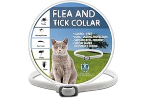 HBINGL Cat Flea Collars, Anti Flea Cat Collar, Flea Collar for Cats, Soft Adjustable Flea Treatment Cat, 12 Months Natural Protection, Waterproof Cat Flea Collars for Kitten Medium Large Cats, 48 Cm