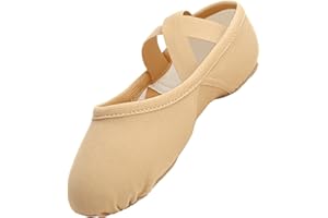 GroYolan Ballet Shoes for Girls Women Stretchy Ballerina Dance Slippers with Mesh, Split Sole Ballet Flats for Yoga Gymnastics Performance