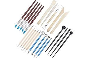 DESON Strumenti Argilla, Kit Attrezzi Scultura Argilla da 23 Pezzi, Utensili ceramiche Professionale per Scultura in Argilla e Cake Torta Design